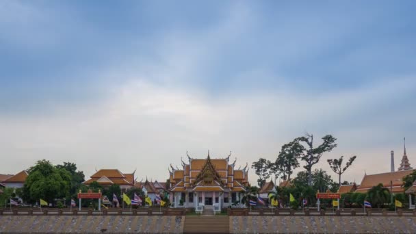 Dia Noite Tempo Lapso Wat Kasattrathirat Worawihan Templo Ayutthaya Tailândia — Vídeo de Stock