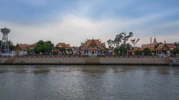 Den Noc Time Lapse Wat Kasattrathirat Worawihan Chrám Ayutthaya Thajsko — Stock video