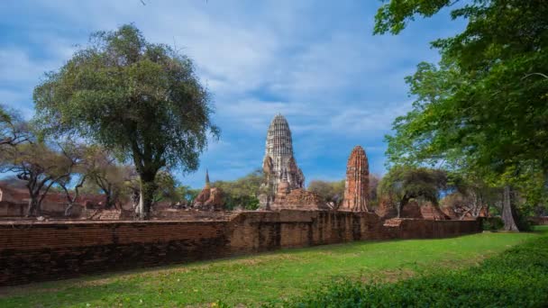 Time Lapse Des Ruines Temple Wat Ratcha Burana Dans Parc — Video