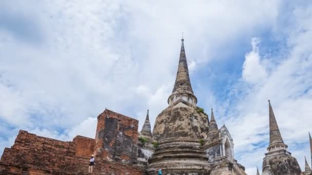Time Lapse Panning Ruins Pagoda Wat Phra Sanphet Temple Ayutthaya — Vídeos de Stock