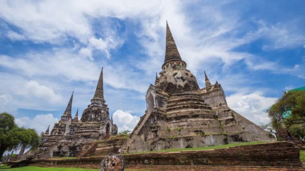 Tempo Lapso Ruínas Pagode Templo Wat Phra Sanphet Ayutthaya Parque — Vídeo de Stock