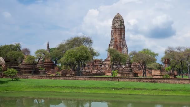 Time Lapse Panorering Ruiner Pagoda Wat Phra Ram Tempel Ayutthaya — Stockvideo