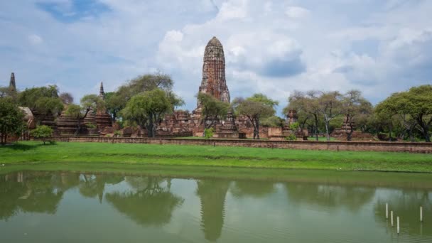 Tayland Daki Ayutthaya Tarihi Parkındaki Wat Phra Ram Tapınağının Zaman — Stok video
