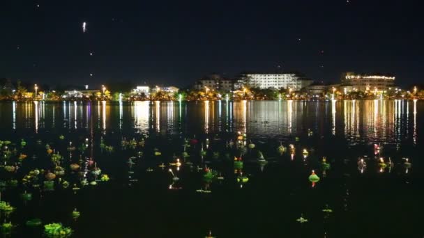 Loy Kratong Festival Sky Lantern Yee Peng Célébrés Thaïlande — Video