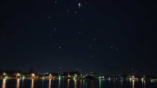 Luz Linterna Del Cielo Yee Peng Volando Noche — Vídeos de Stock