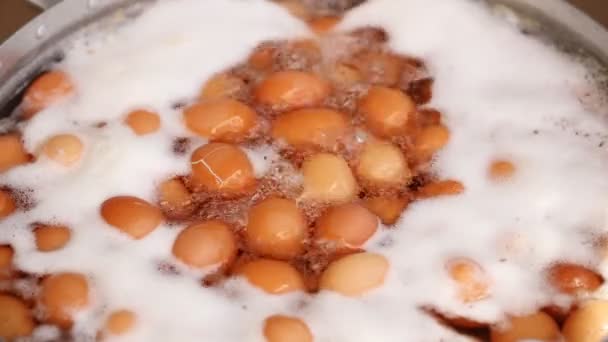 Eieren Gekookt Met Water Pot — Stockvideo