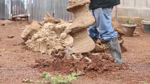 Machine Voor Het Boren Van Gaten Grond Bouwplaats — Stockvideo