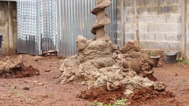 Machine Voor Het Boren Van Gaten Grond Bouwplaats — Stockvideo