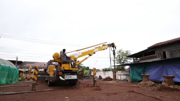Khonburi Thailand Nov Machine Drilling Holes Ground Construction Site November — стоковое видео