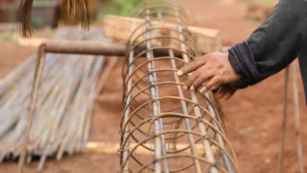 Technicien Faisceau Fil Machine Acier Pour Travail Construction — Video