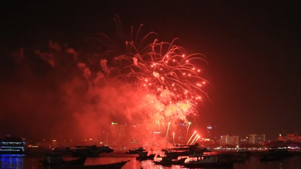 Międzynarodowy Festiwal Fajerwerków Pattaya Chonburi Tajlandia — Wideo stockowe