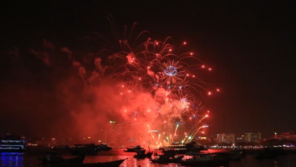 Pattaya Nemzetközi Tűzijáték Fesztivál Chonburi Thaiföld — Stock videók