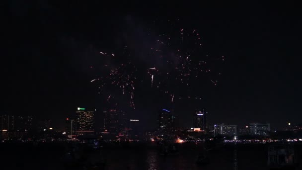 Pattaya Nemzetközi Tűzijáték Fesztivál Chonburi Thaiföld — Stock videók
