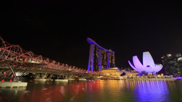 Singapore Aug 2017 Time Lapse Marina Bay Sand Éjjel Gyönyörű — Stock videók