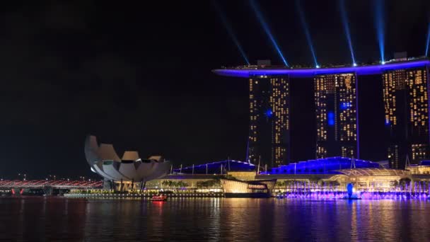 Singapore Agosto 2017 Time Lapse Della Città Singapore Notte Con — Video Stock