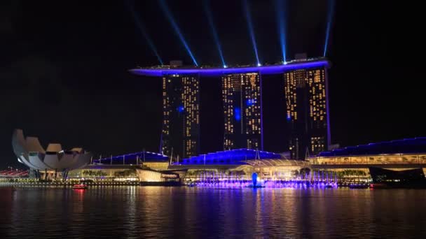 Singapore Aug 2017 Geceleyin Singapur Şehrinin Zaman Aşımına Uğraması Güzel — Stok video