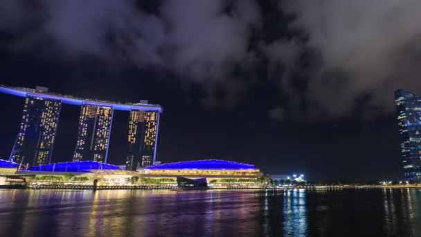 Singapore Aug 2017 Časová Prodleva Přístavu Noci Městská Krajina Singapuru — Stock video