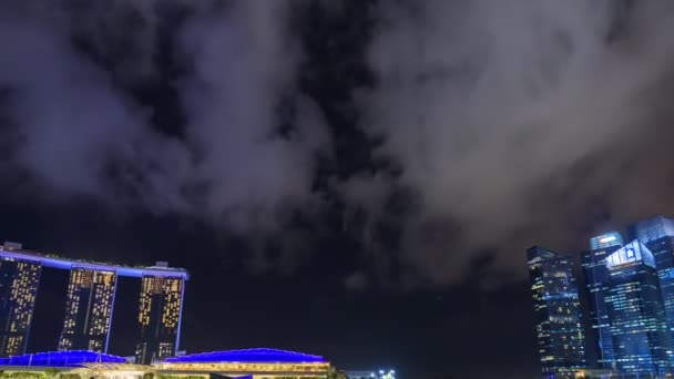 Singapore Aug 2017 Časová Prodleva Přístavu Noci Městská Krajina Singapuru — Stock video