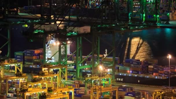 Сингапур Aug 2017 Time Lapse Commercial Port Singapore One Busiest — стоковое видео