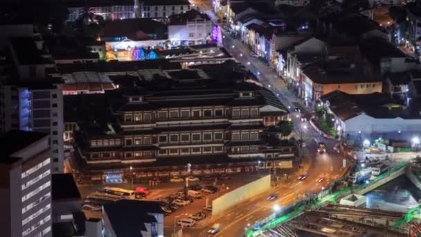 Tempo Lapso Buda Templo Relíquia Dos Dentes Chinatown Noite Singapura — Vídeo de Stock