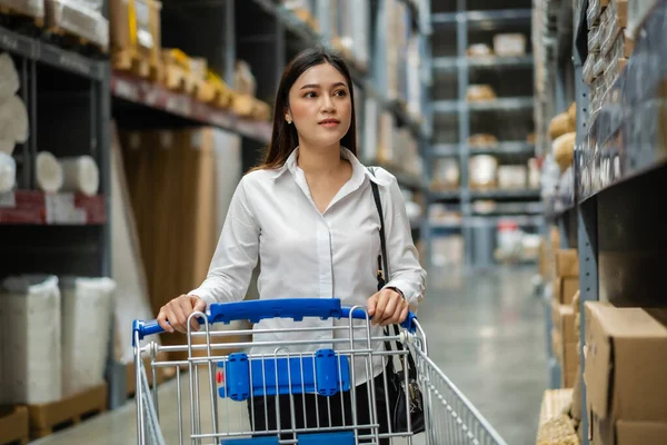 woman looking and shopping in the warehouse store