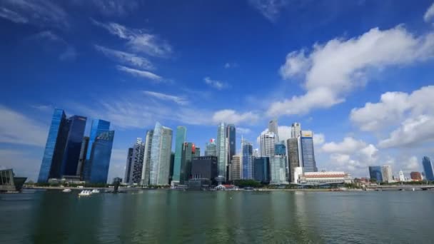 Časová Prodleva Pohledu Centrální Obchodní Čtvrť Budovy Města Singapuru Modrou — Stock video