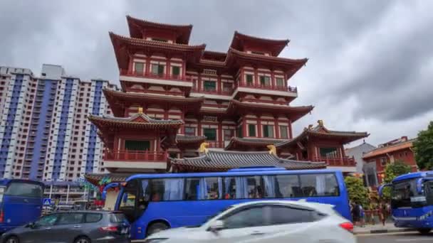 Tempo Lapso Templo Relíquia Dentes Buda Chinatown Templo Famoso Cingapura — Vídeo de Stock