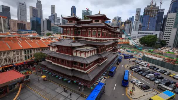 Tempo Lapso Templo Relíquia Dentes Buda Chinatown Templo Famoso Cingapura — Vídeo de Stock