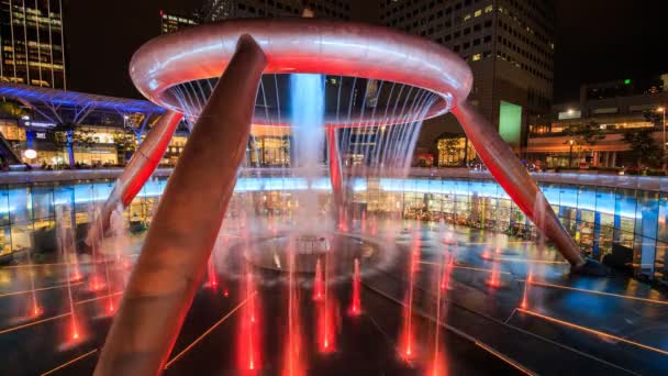 Singapore Aug 2017 Time Lapse Light Show Fountain Wealth Det — Stockvideo