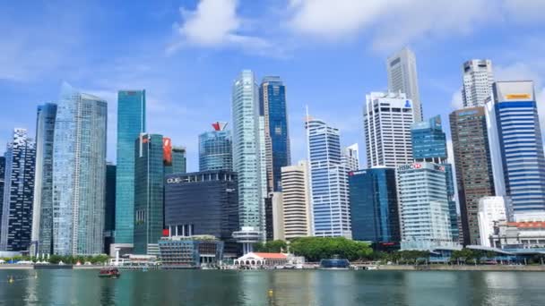 Tidsbrist Syn Centrala Affärsdistrikt Byggnad Singapore Stad Med Blå Himmel — Stockvideo