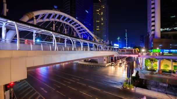 Time Lapse Public Sky Walk Traffic Chong Nonsi Sky Train — Vídeos de Stock