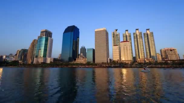 Dia Noite Tempo Lapso Vista Cidade Bangkok Benjakitti Park Bangkok — Vídeo de Stock