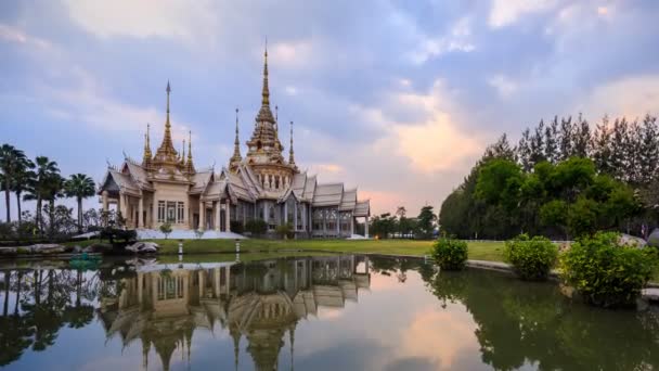 Day Night Time Lapse Wat Ninguno Templo Kum Provincia Nakhon — Vídeos de Stock