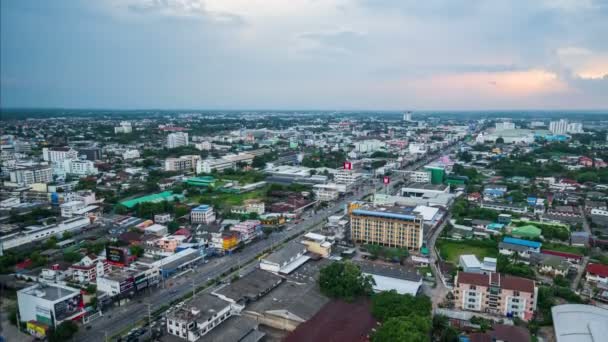 Day Night Timelapse Aerial View Nakhon Ratchasima City Korat Sunset — Stock Video