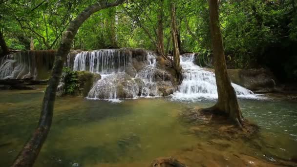 Patro Vodopádu Huay Mae Kamin Národním Parku Khuean Srinagarindra Provincie — Stock video