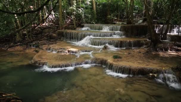 Nível Cachoeira Huay Mae Kamin Parque Nacional Khuean Srinagarindra Província — Vídeo de Stock