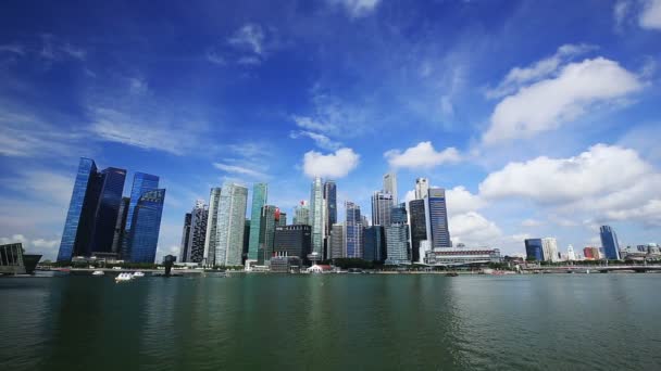 Centrální Obchodní Čtvrť Budovy Města Singapuru Modrou Oblohou — Stock video