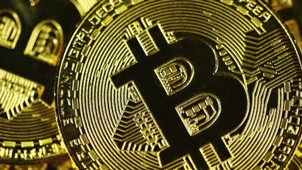 Şifreli Para Fiziksel Altın Bitcoin Yeni Sanal Para — Stok video