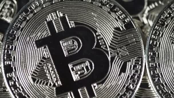 Kryptowaluta Fizyczna Srebrna Bitcoin Nowe Wirtualne Pieniądze — Wideo stockowe