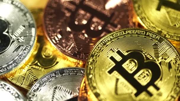 Cryptocurrency Fysiskt Bitcoin Nya Virtuella Pengar — Stockvideo