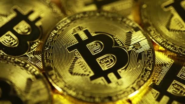 Cryptocurrency Bitcoin Oro Fisico Nuovi Soldi Virtuali — Video Stock