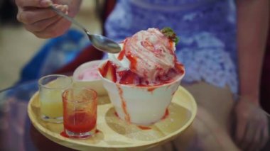 Elin paslanmaz kaşık kepçesi Bingsu çileği