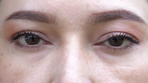 Primer Plano Mujer Ojos — Vídeos de Stock