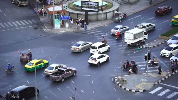 Bangkok Thailand Dec 2018 Повільний Рух Трафіку Перехресті Hua Lamphong — стокове відео