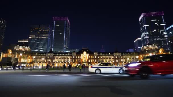 Tokyo Japan March 2019 Beautiful Night Scene Tokyo Station Marunouchi — Stock Video