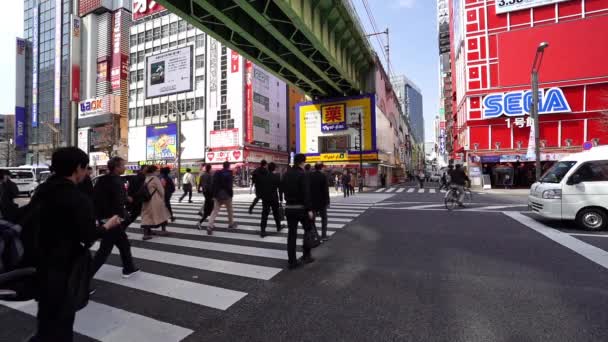 秋葉原 2019年3月25日 人々のスローモーションが東京 秋葉原の通りを歩く — ストック動画