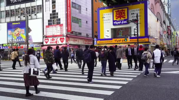 Акихабара Япония Марта 2019 Года Замедленное Движение Людей Идущих Через — стоковое видео