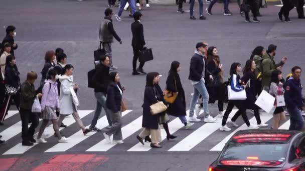 Tokyo Japan March 2019 Slow Motion People Walking Shibuya Famous — Stock Video
