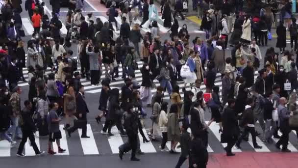 Tokio Japonsko Března 2019 Zpomalení Chůze Lidí Slavné Křižovatce Shibuya — Stock video