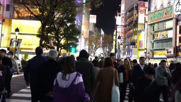 Tokyo Japan Mars 2019 Folkmassor Människor Som Går Över Shibuya — Stockvideo